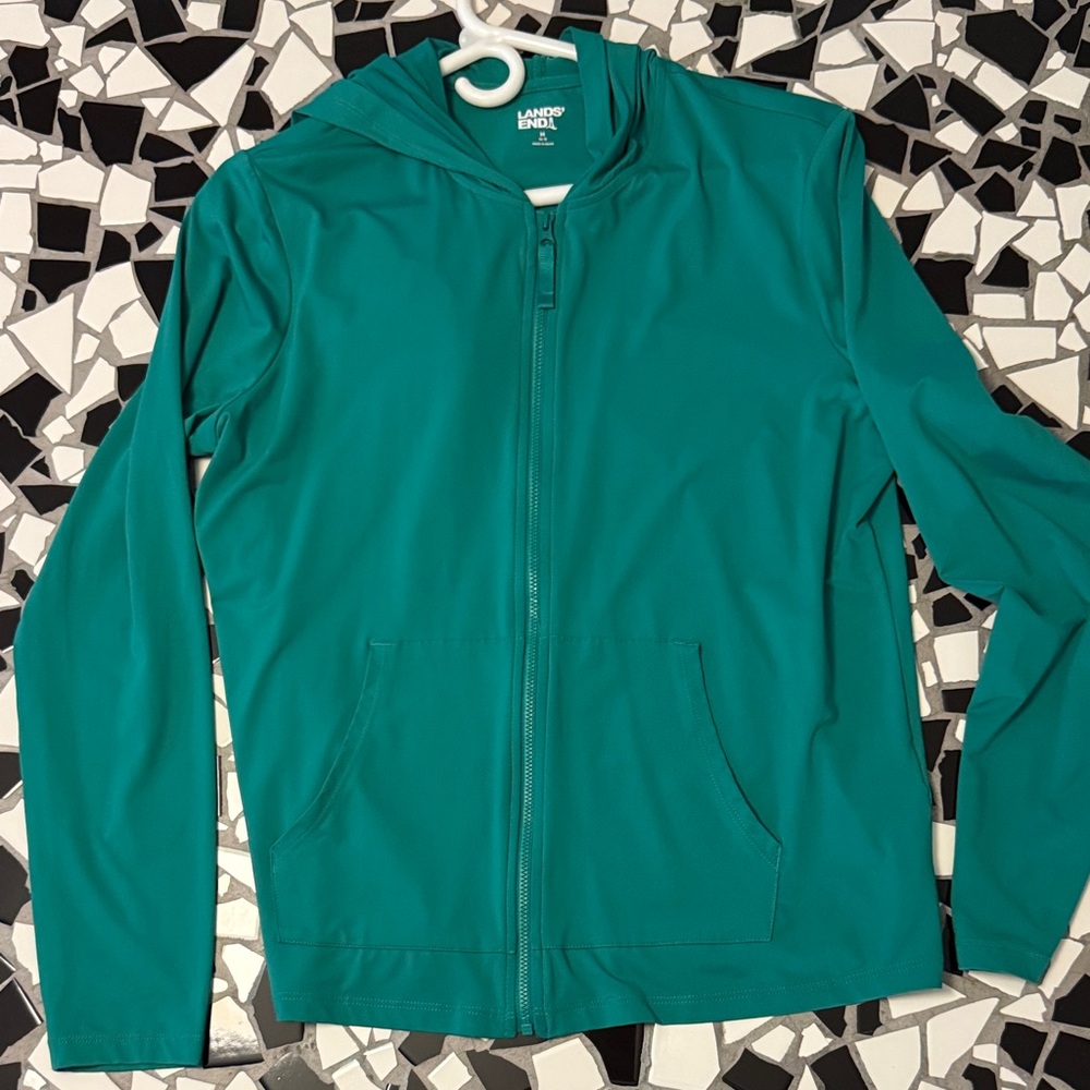 Land's End Teal Zip-Up UPF Hoodie